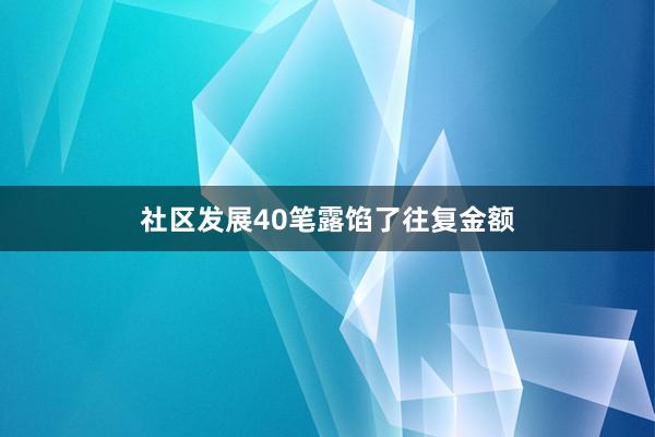 社区发展40笔露馅了往复金额