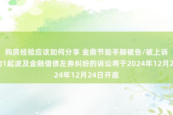 购房经验应该如何分享 金鼎节能手脚被告/被上诉东谈主的1起波及金融借债左券纠纷的诉讼将于2024年12月24日开庭