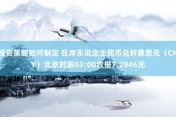 投资策略如何制定 在岸东说念主民币兑好意思元（CNY）北京时辰03:00收报7.2946元